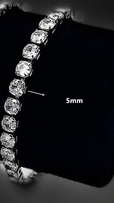 Simple Fashion Tennis Chain – Inlaid Zircon CZ Stones, Stainless Steel Shine