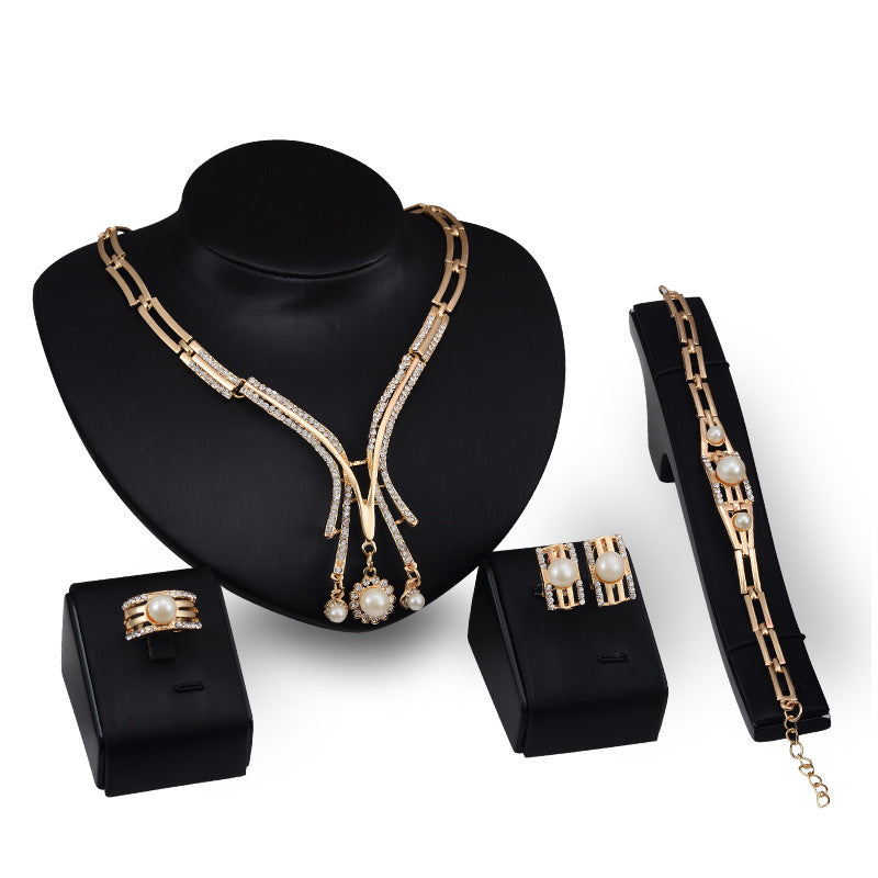 Personalized 4-Piece Fashion Jewelry Set – Alloy Necklace & Accessories