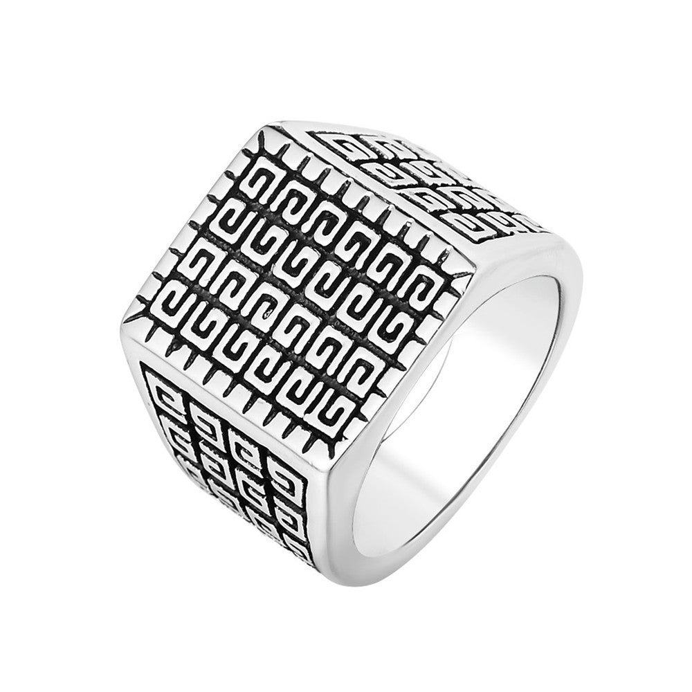 Square Simple Men’s Titanium Steel Ring