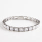 Iced Out Stainless Steel Rectangular Zircon Tennis Bracelet – CZ Stones, Silver Finish