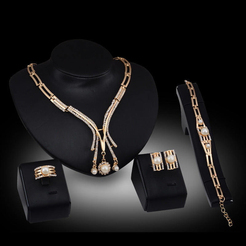 Personalized 4-Piece Fashion Jewelry Set – Alloy Necklace & Accessories