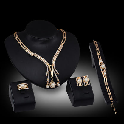 Personalized 4-Piece Fashion Jewelry Set – Alloy Necklace & Accessories