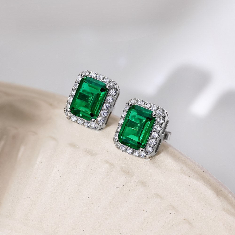 Women’s Diamond & Emerald Symmetry Stud Earrings – Elegant Jewelry for Women