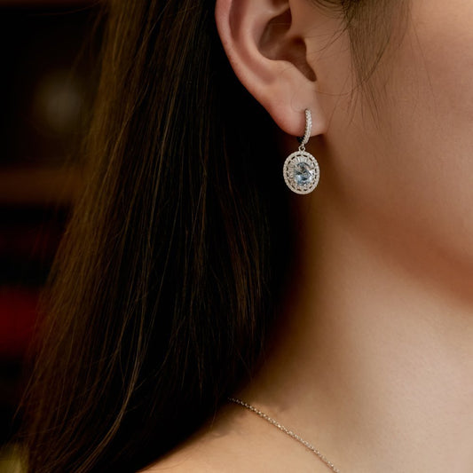 Women’s S925 Sterling Silver Aquamarine Earrings – Elegant Handmade Jewelry