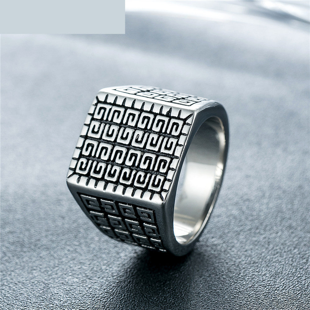 Square Simple Men’s Titanium Steel Ring