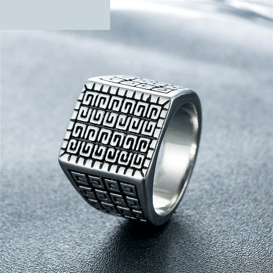 Square Simple Men’s Titanium Steel Ring