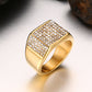 Gold-Tone Titanium Steel Diamond Men’s Ring – Modern Fashion Band