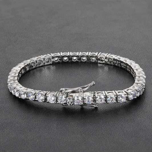 4mm Stainless Steel Tennis Chain Bracelet – Hip-Hop Style with Copper Inlaid Zircon (CZ Stones)