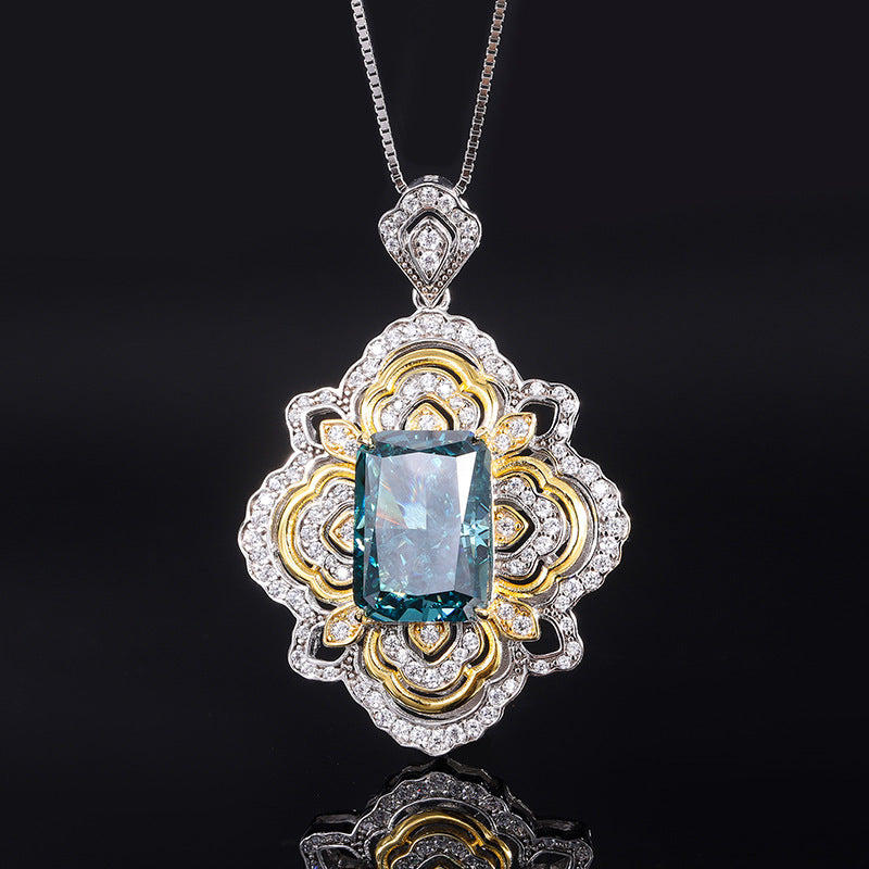 Silver Retro Diamond Texture Necklace