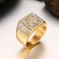 Gold-Tone Titanium Steel Diamond Men’s Ring – Modern Fashion Band