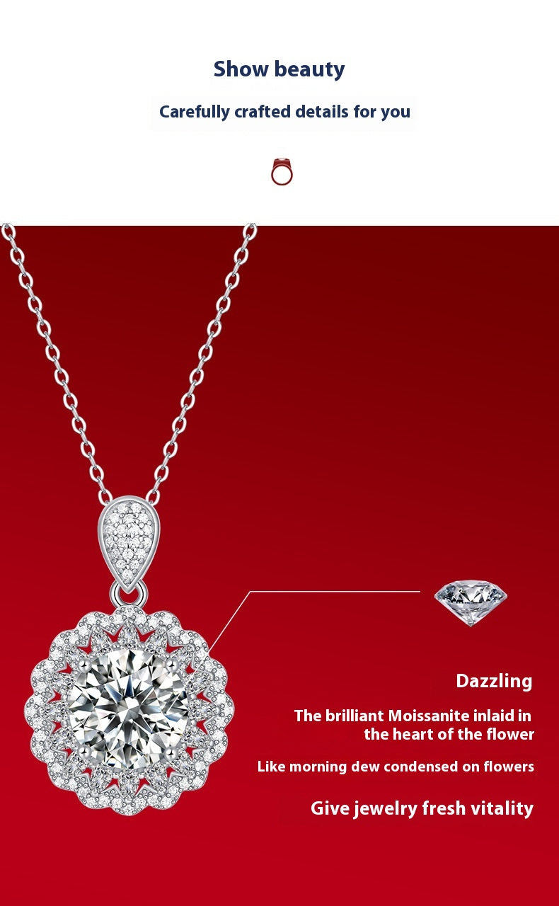 Women’s S925 Sterling Silver Dreamlike Moissanite Pendant Necklace – Elegant Jewelry