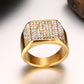 Gold-Tone Titanium Steel Diamond Men’s Ring – Modern Fashion Band