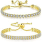 White Zircon Tennis Pull Bracelet – Adjustable CZ Stone Fashion Jewelry