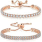 White Zircon Tennis Pull Bracelet – Adjustable CZ Stone Fashion Jewelry