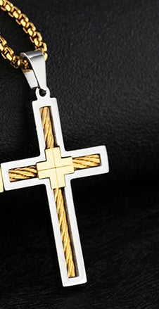 Men’s Cross Necklace – Trendy Stainless Steel Pendant