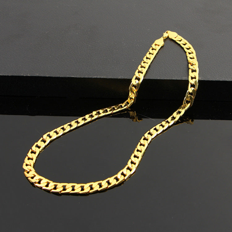 Hot-Selling Men’s NK Necklace – Wide Flat Chain Fashion Jewelry
