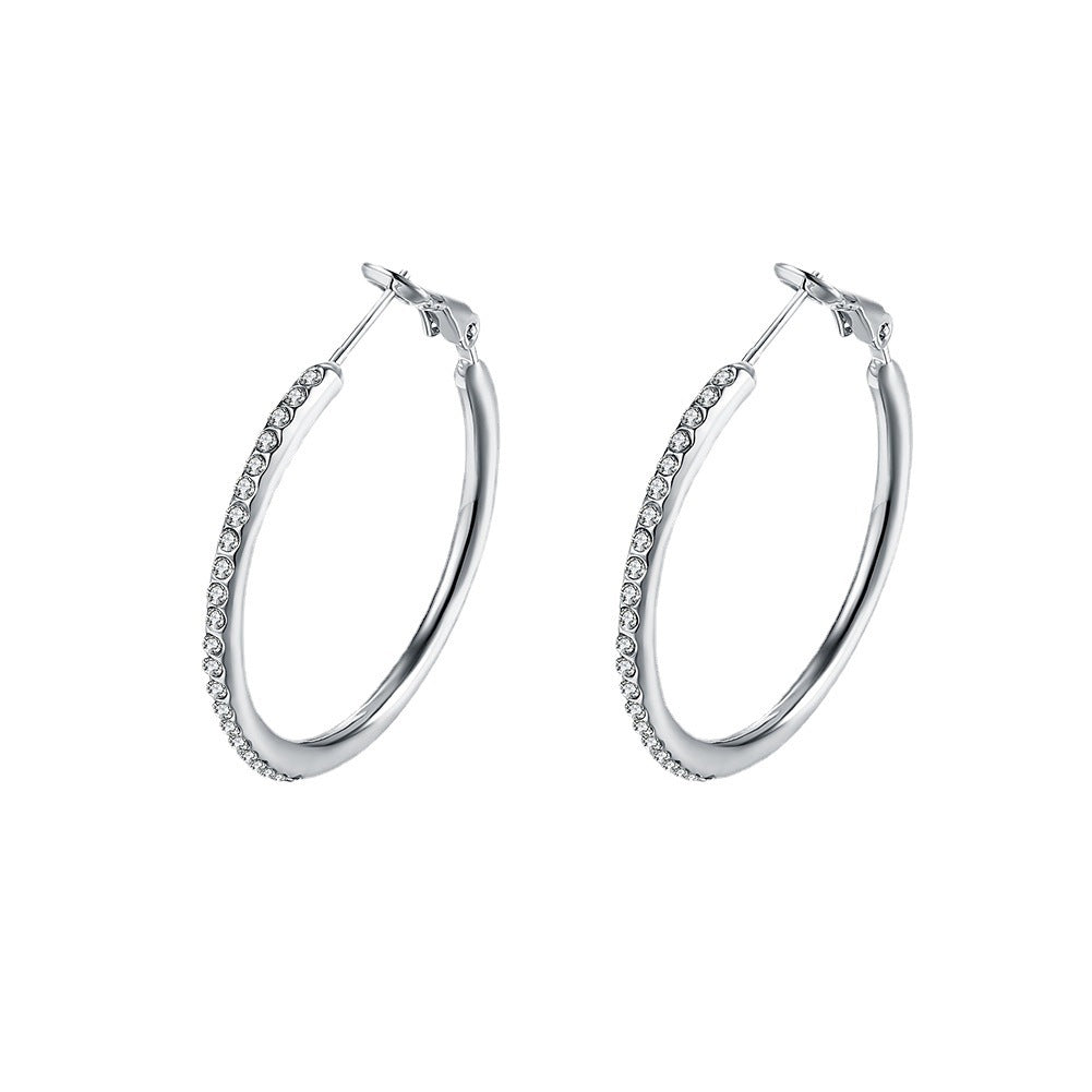 Women’s Zircon Hoop Earrings – Japanese & Korean Fashion Large Ring Style