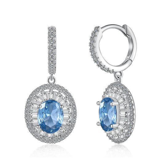Women’s S925 Sterling Silver Aquamarine Earrings – Elegant Handmade Jewelry