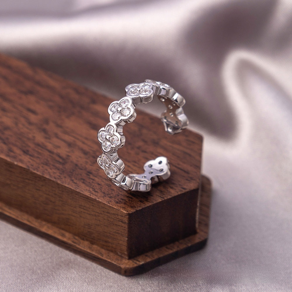 Vintage Industrial Gold-Plated Zircon Ring – Adjustable Fashion Jewelry