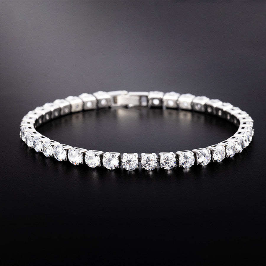 Simple Fashion Tennis Chain – Inlaid Zircon CZ Stones, Stainless Steel Shine