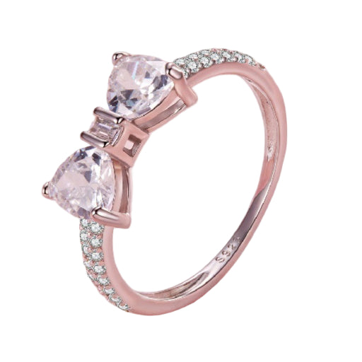 925 Sterling Silver Bow Zircon Ring – Cute Adjustable Ring for Women & Girls