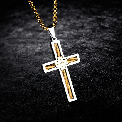 Men’s Cross Necklace – Trendy Stainless Steel Pendant