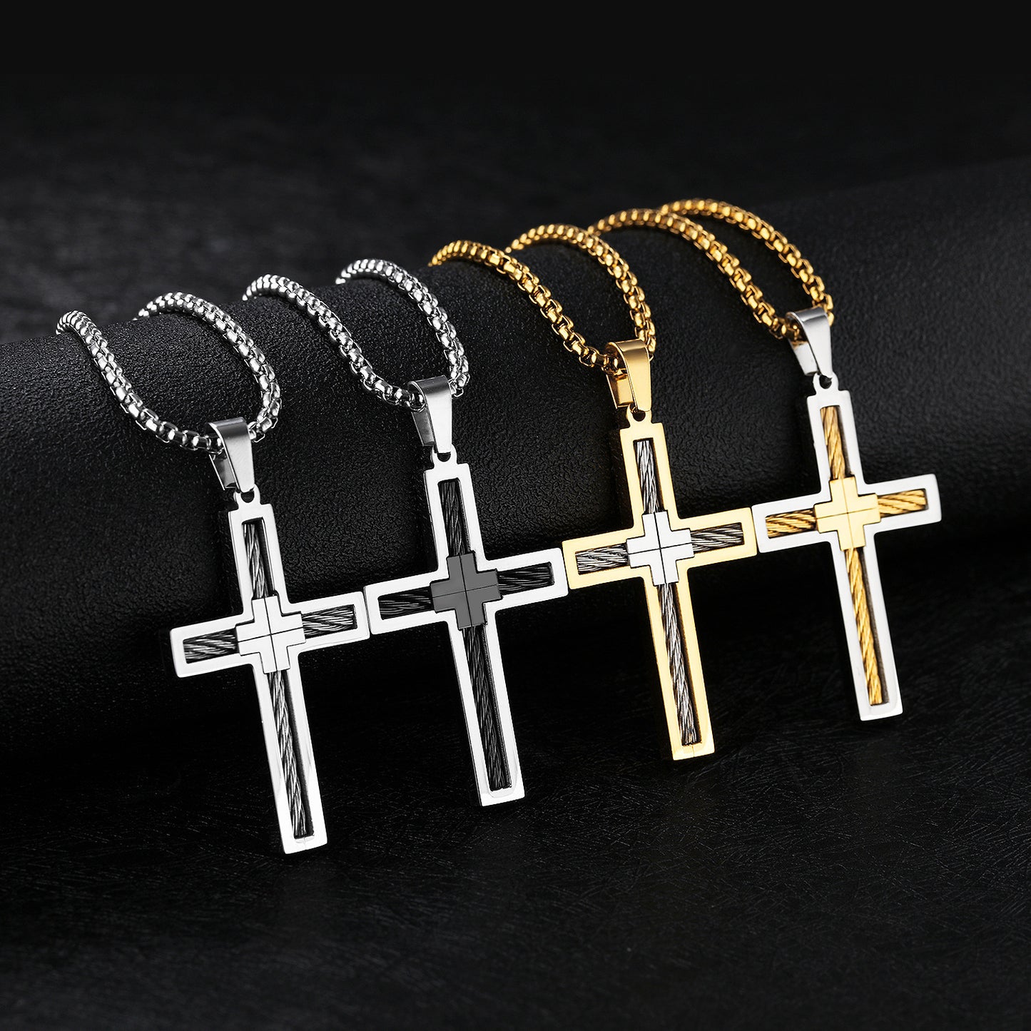 Men’s Cross Necklace – Trendy Stainless Steel Pendant
