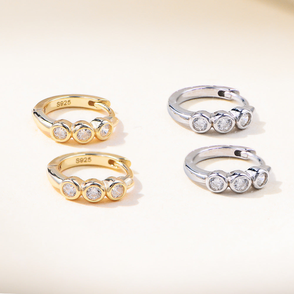 Women’s C-Shaped Earrings – Sparkling Cubic Zirconia European & American Style