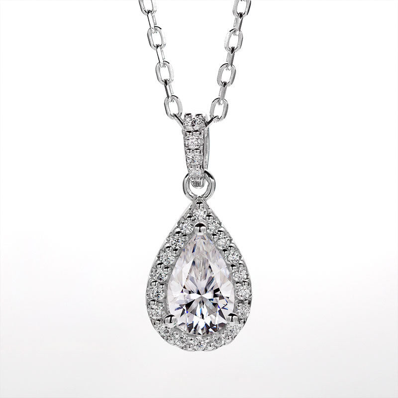 Women’s Fashion Water Drop Moissanite Necklace – 1 Carat Elegant Pendant Jewelry