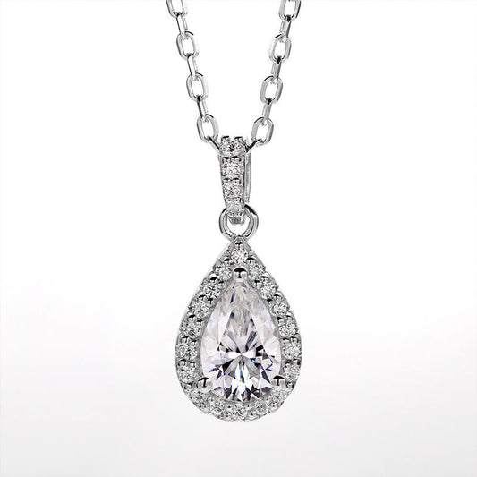 Women’s Fashion Water Drop Moissanite Necklace – 1 Carat Elegant Pendant Jewelry