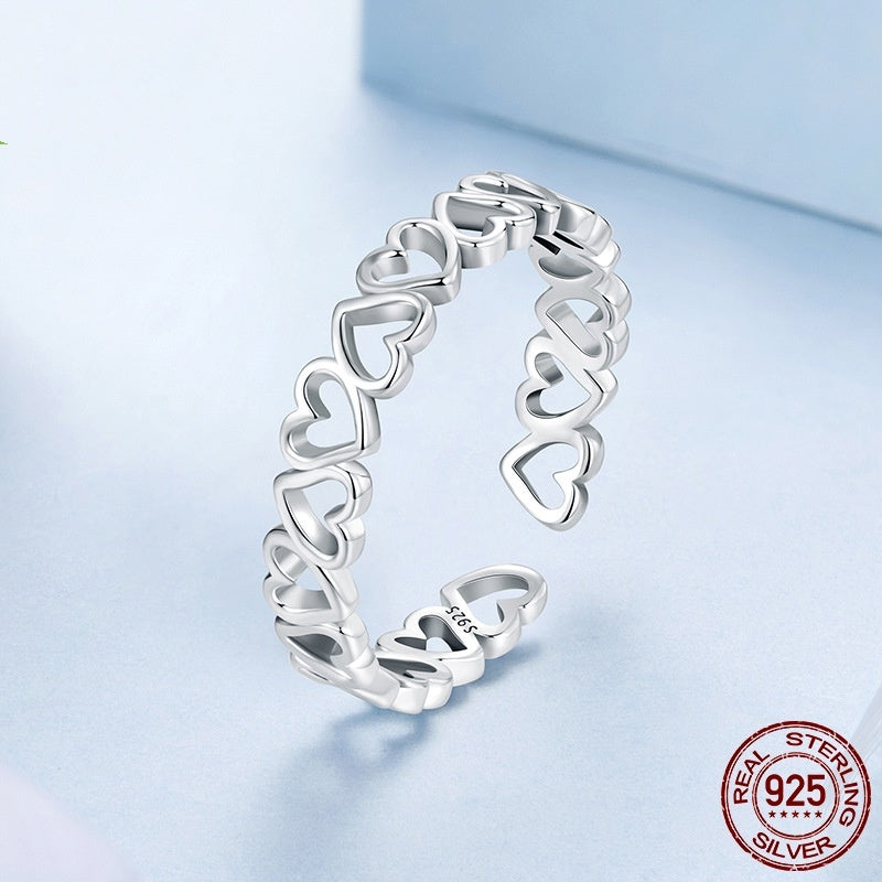 Heart-Shaped S925 Sterling Silver Ring – Personalized Love Ring, European & American Fashion Jewelry