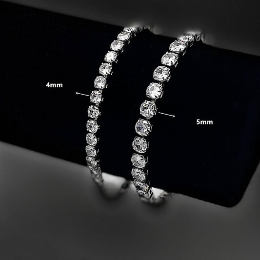 Simple Fashion Tennis Chain – Inlaid Zircon CZ Stones, Stainless Steel Shine