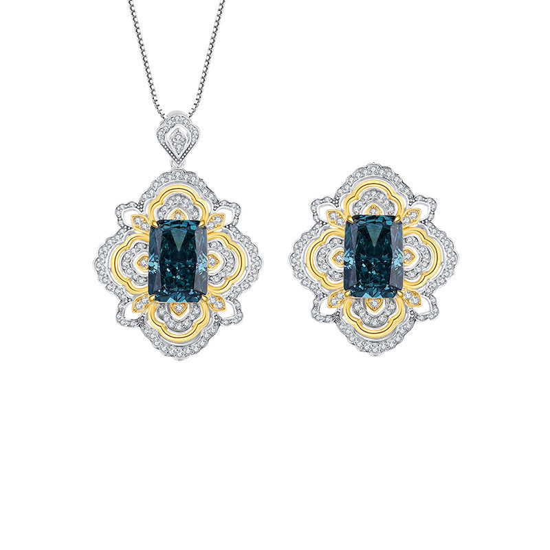 Silver Retro Diamond Texture Necklace