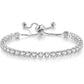 White Zircon Tennis Pull Bracelet – Adjustable CZ Stone Fashion Jewelry