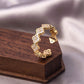 Vintage Industrial Gold-Plated Zircon Ring – Adjustable Fashion Jewelry