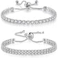 White Zircon Tennis Pull Bracelet – Adjustable CZ Stone Fashion Jewelry