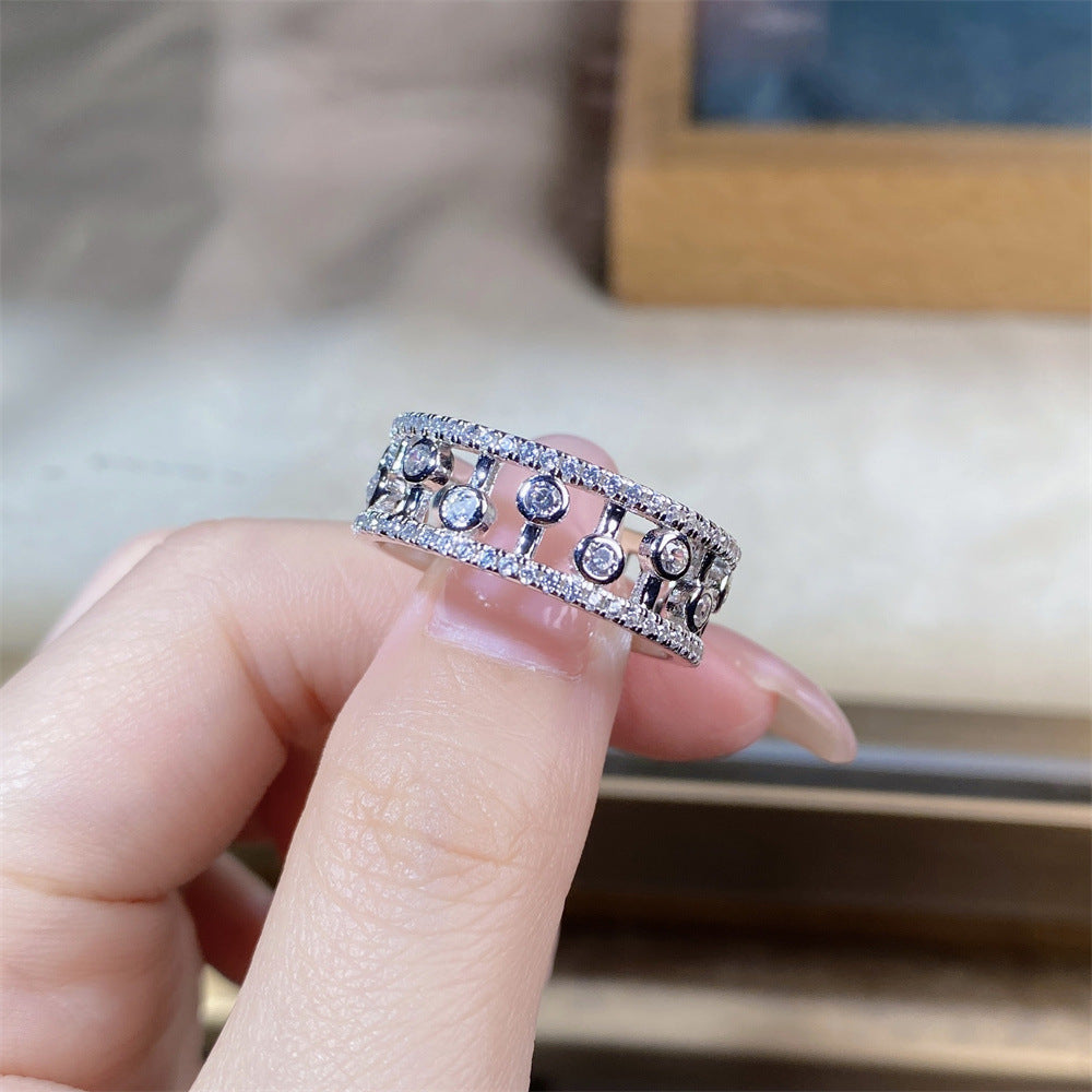 S925 Sterling Silver Hollow Water Drop Stackable Ring – 8A Zircon Women’s Jewelry