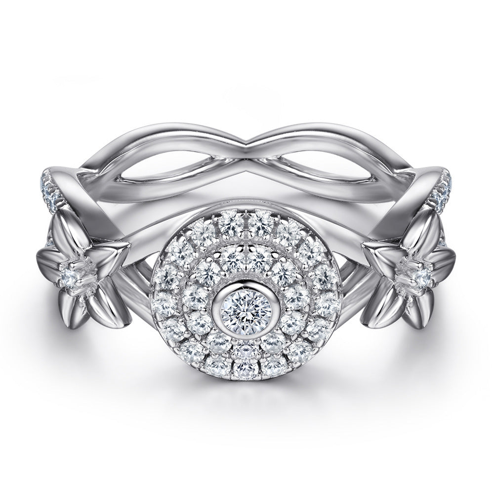 Silver Floral Fashion Ring