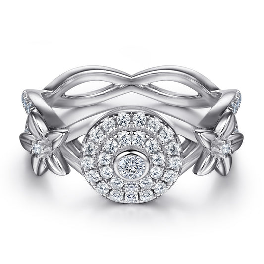 Silver Floral Fashion Ring