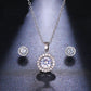 Women’s Two-Piece Zircon Jewelry Set – Simple Round Clavicle Chain Necklace & Earrings