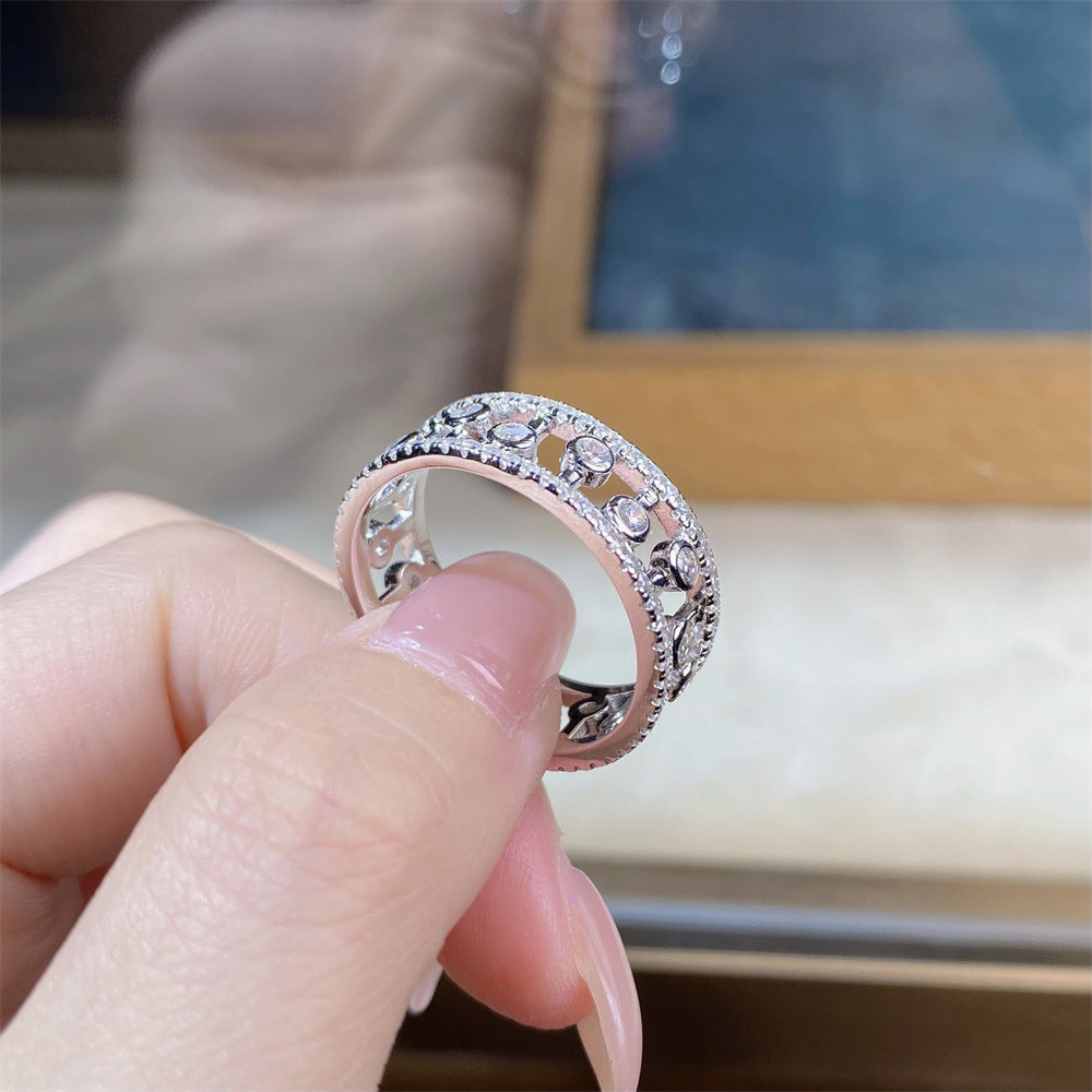 S925 Sterling Silver Hollow Water Drop Stackable Ring – 8A Zircon Women’s Jewelry