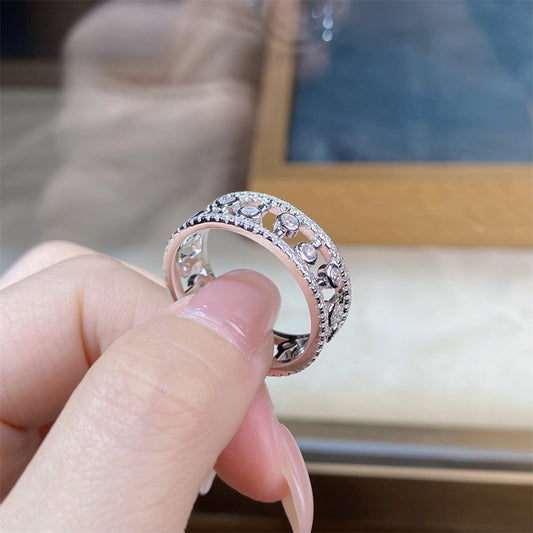 S925 Sterling Silver Hollow Water Drop Stackable Ring – 8A Zircon Women’s Jewelry