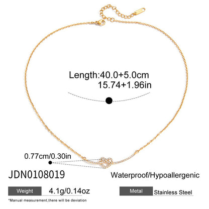 Women’s Titanium Steel Rhinestone Heart Necklace – Elegant Pendant Jewelry
