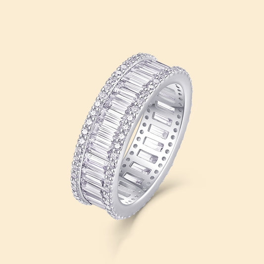 Non-Fading S925 Sterling Silver Moissanite Ring – Classic Note Design Promise Ring for Women