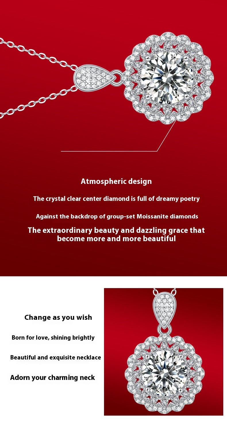 Women’s S925 Sterling Silver Dreamlike Moissanite Pendant Necklace – Elegant Jewelry