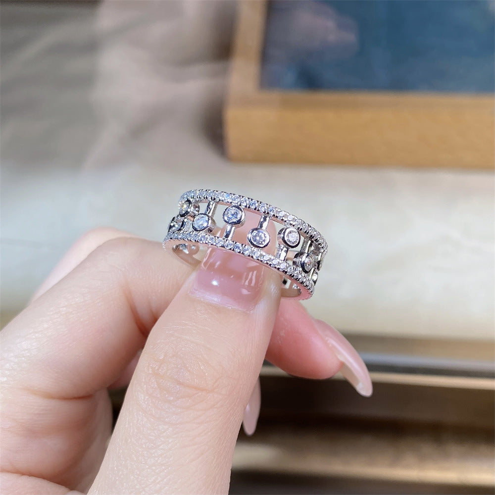 S925 Sterling Silver Hollow Water Drop Stackable Ring – 8A Zircon Women’s Jewelry