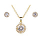 Women’s Two-Piece Zircon Jewelry Set – Simple Round Clavicle Chain Necklace & Earrings