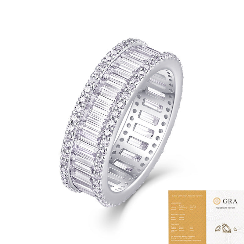 Non-Fading S925 Sterling Silver Moissanite Ring – Classic Note Design Promise Ring for Women