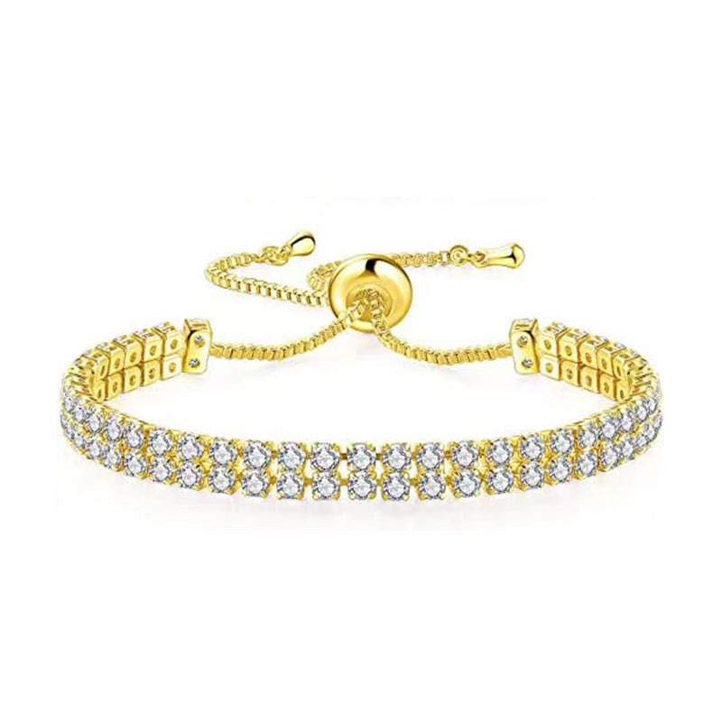 White Zircon Tennis Pull Bracelet – Adjustable CZ Stone Fashion Jewelry