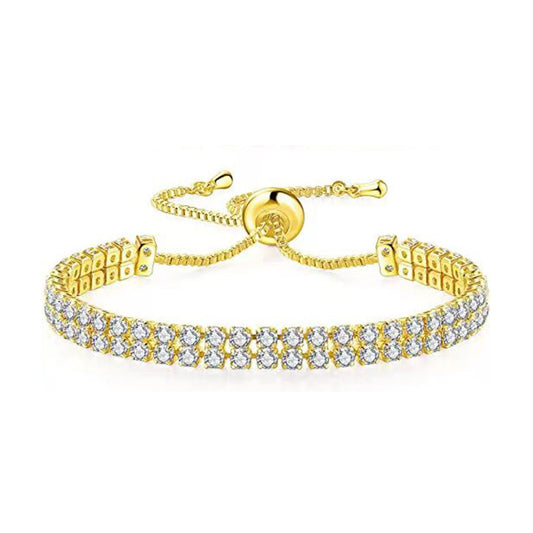 White Zircon Tennis Pull Bracelet – Adjustable CZ Stone Fashion Jewelry